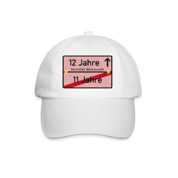 12 Jahre Ortsschild Herzlichen Glückwunsch Rosa - Baseballkappe - Weiß/Weiß - Vorne