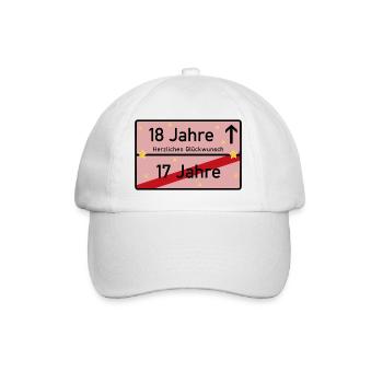 18 Jahre Ortsschild Herzlichen Glückwunsch Rosa - Baseballkappe - Weiß/Weiß - Vorne