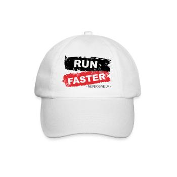 Run Faster Red Brush Style - Baseball Cap - white/white - Front
