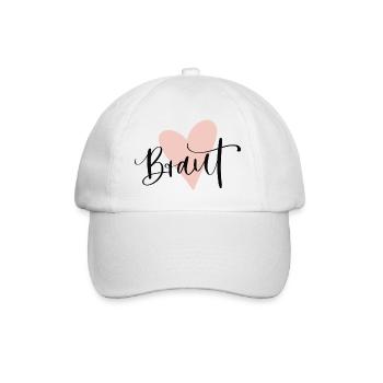 Braut T-Shirt JGA Herz, Junggesellenabschied - Baseballkappe - Weiß/Weiß - Vorne