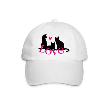 Love Cats with heart - for cat lovers - Baseball Cap - white/white - Front