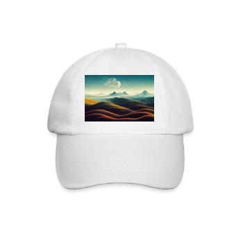 Wüstenlandschaft mit dem Mond - Baseballkappe - Weiß/Weiß - Vorne