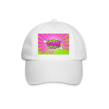 Wham! Comic Style Bubble Graffiti Lettering - Baseball Cap - white/white - Front