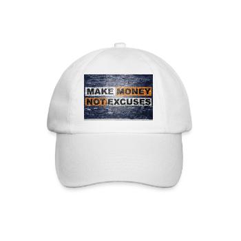 Make Money not Excuses saying lettering Graffiti - Baseball Cap - white/white - Front