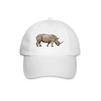 Nashorn von der Seite - Baseballkappe - Weiß/Weiß - Vorne