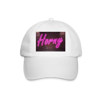 Neon sign Horny on brick wall - Baseball Cap - white/white - Front