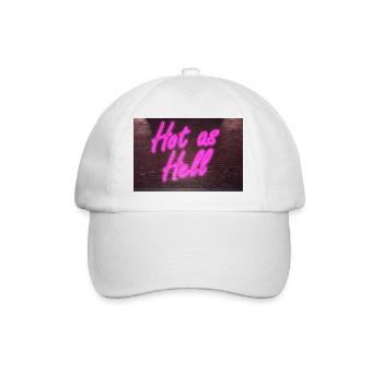 Enseigne au néon Hot as Hell sur un mur de briques - Casquette classique - blanc/blanc - Devant