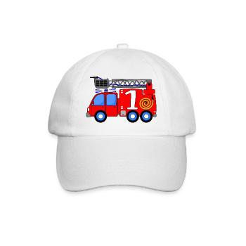 Feuerwehrfahrzeug 1. Geburtstag Kinder - Baseballkappe - Weiß/Weiß - Vorne