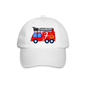 Feuerwehrfahrzeug 7 Geburtstag Kinder - Baseballkappe - Weiß/Weiß - Vorne