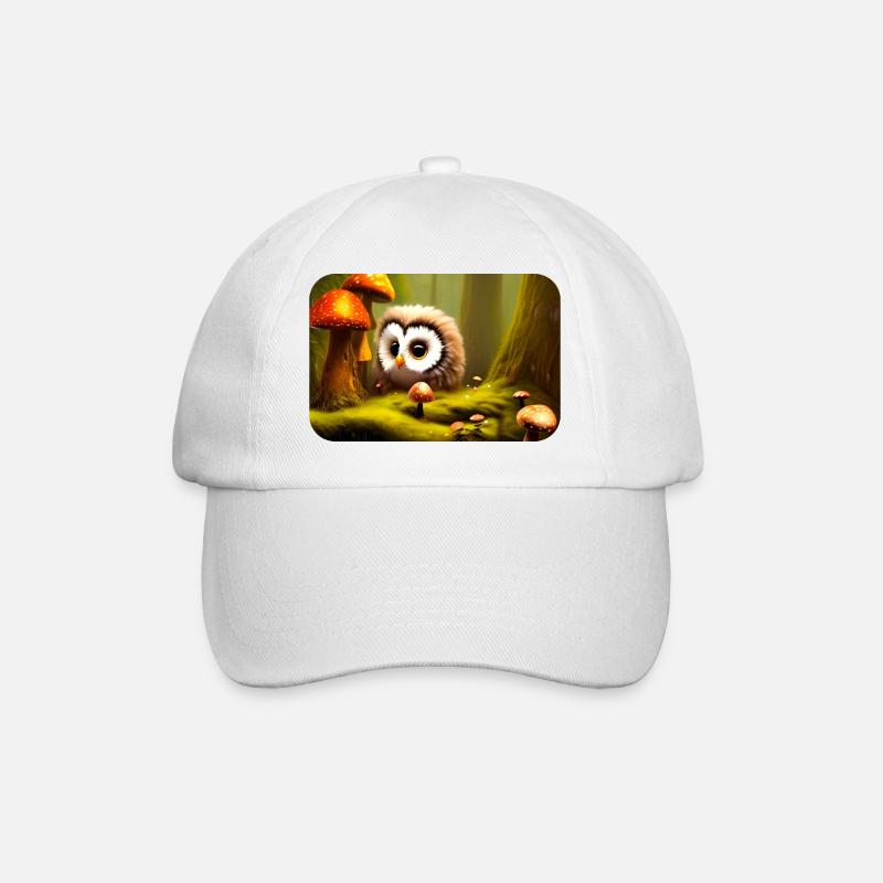 Forest with owl - Baseball Cap - white/white