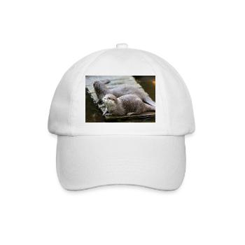 Asiatischer Kleinkrallenotter Zwergotter - Baseballkappe - Weiß/Weiß - Vorne