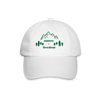 nature is freedom - Outdoor Lover & Naturmenschen - Baseballkappe - Weiß/Weiß - Vorne
