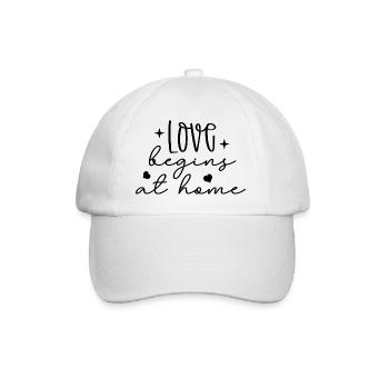 Love begins at home - Baseballkappe - Weiß/Weiß - Vorne