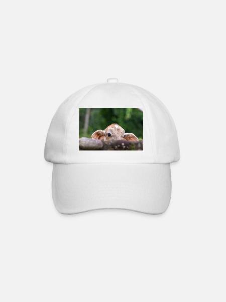 Das kleine Kalb hinter der Barriere - Baseballkappe - Weiß/Weiß