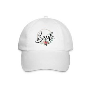 Bride Schriftzug mit schöner Umrandung - Baseballkappe - Weiß/Weiß - Vorne