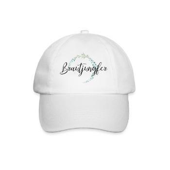 Brautjungfer Schriftzug für JGA / Hochzeit - Baseballkappe - Weiß/Weiß - Vorne