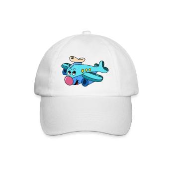 Bruce der Pilot – Cartoon Flugzeug - Baseballkappe - Weiß/Weiß - Vorne
