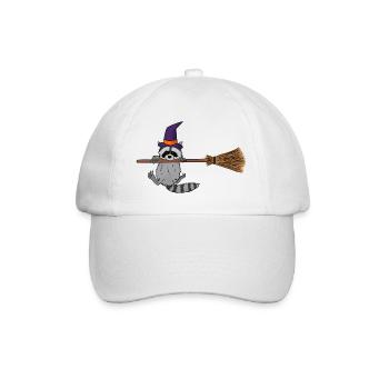 niedlicher Waschbär Hexe - Baseballkappe - Weiß/Weiß - Vorne