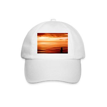 silhouette sur la plage au coucher de soleil - Casquette classique - blanc/blanc - Devant