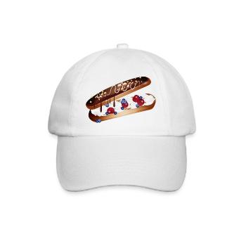 Illustration eines gefüllten Eclairs mit Beeren - Baseballkappe - Weiß/Weiß - Vorne