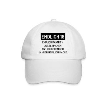 Endlich Volljährig - Baseballkappe - Weiß/Weiß - Vorne