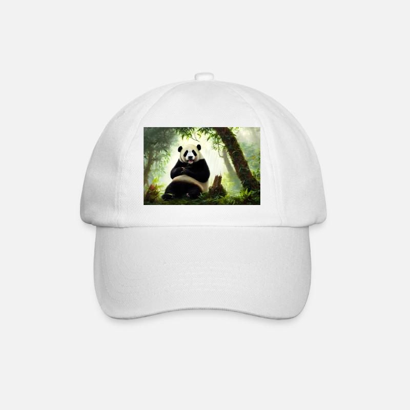 Panda im Wald - Baseballkappe - Weiß/Weiß