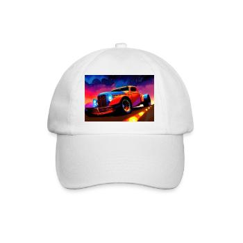Hot Rod sports car at sunset - Baseball Cap - white/white - Front