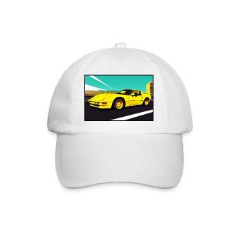Sports car 80s yellow - Baseball Cap - white/white - Front