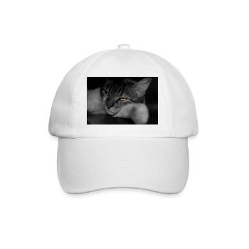 The cat with the terrible look - Baseball Cap - white/white - Front