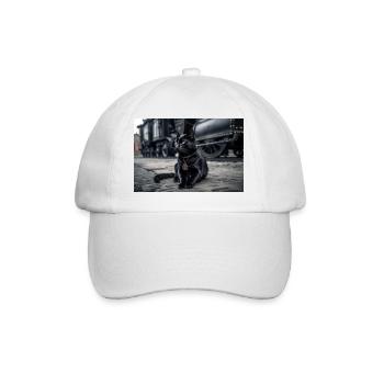 Cat Black 6 - Baseball Cap - white/white - Front