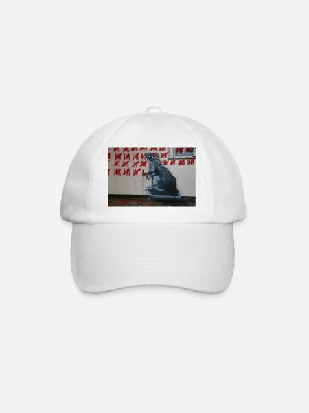 rat art - Baseball Cap - white/white