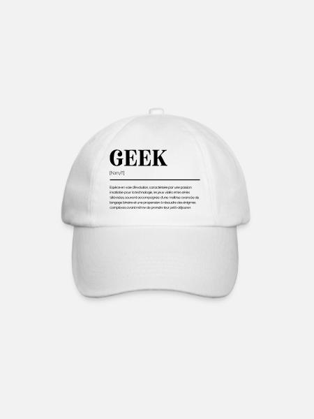 Geek: Définition Humoristique - Cadeau Gamer - Casquette classique - blanc/blanc