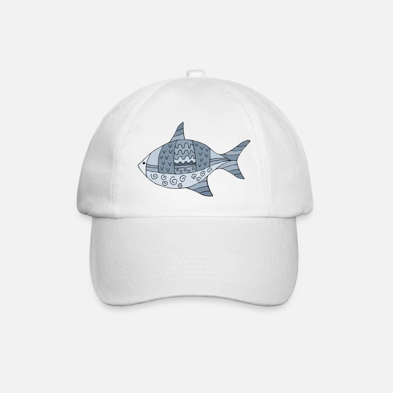 Fisch - Baseballkappe - Weiß/Weiß
