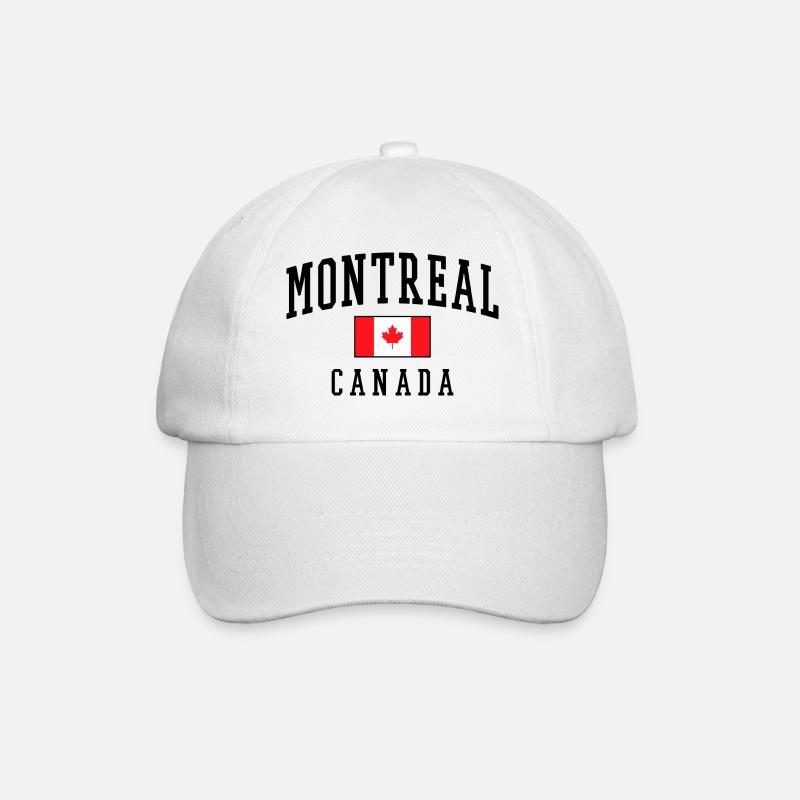 Montréal, Canada, Design avec motif de feuille d’érable - Casquette classique - blanc/blanc