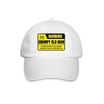 Funny Grumpy Old Man Warning Sign - Baseball Cap - white/white - Front