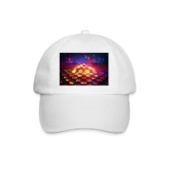 surreal epic fractal hexagons 4 - Baseballkappe - Weiß/Weiß - Vorne
