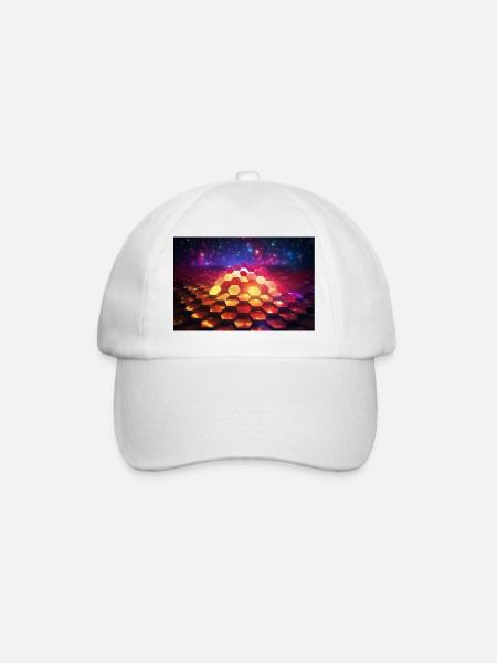 surreal epic fractal hexagons 4 - Baseballkappe - Weiß/Weiß