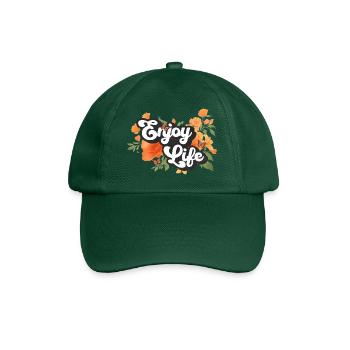 Enjoy Life Floral Retro Hippie Typgorafie Design - Baseballkappe - Flaschengrün - Vorne