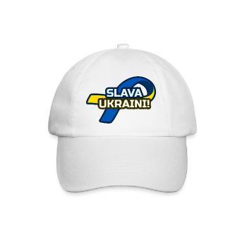 Ukraine Support: Slava Ukraini Ribbon - Baseball Cap - white/white - Front