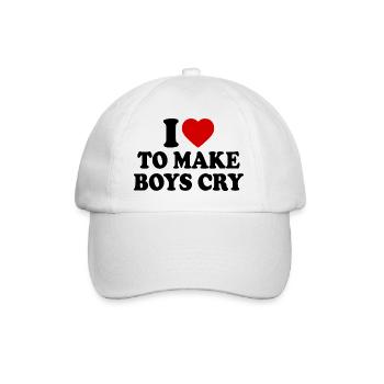 I love to make boys cry - Baseballkappe - Weiß/Weiß - Vorne