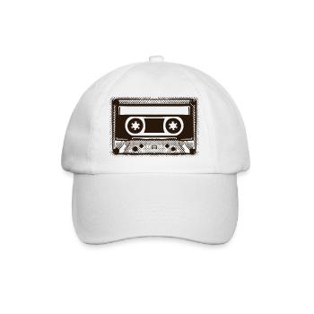 Retro Kassette Mixtape zum Beschriften - Baseballkappe - Weiß/Weiß - Vorne