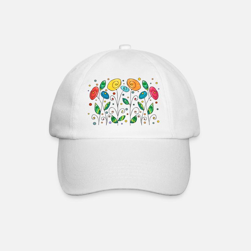 Blumen - Baseballkappe - Weiß/Weiß