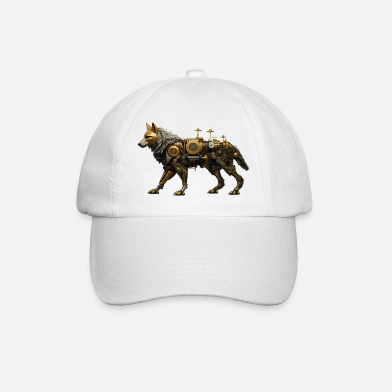 Steampunk Wolf - Baseballkappe - Weiß/Weiß