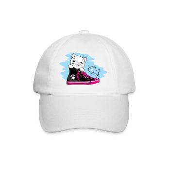 Funny white kitten peeking out of a sneaker - Baseball Cap - white/white - Front