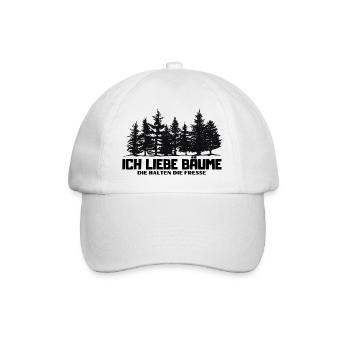 Ich liebe Bäume - die halten die Fresse - Baseballkappe - Weiß/Weiß - Vorne