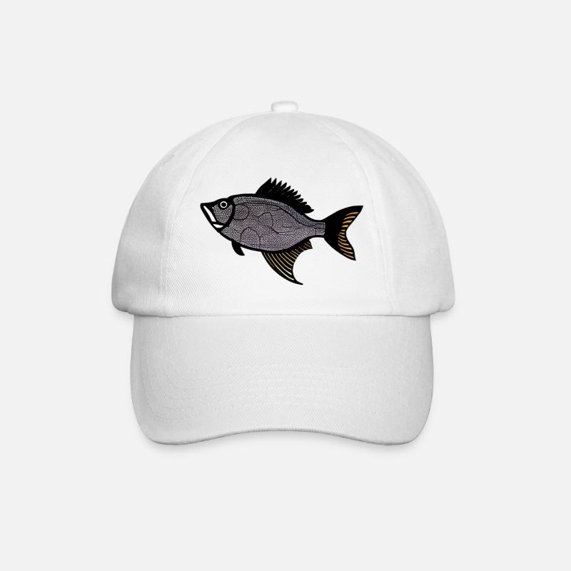 Red Drummer Fish (Redfish) - Baseball Cap - white/white