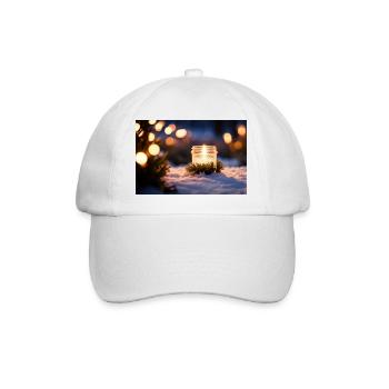 Glass candle in the snow - Baseball Cap - white/white - Front