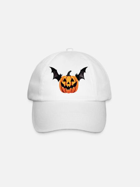 Scary bat pumpkin head with wings - Baseball Cap - white/white