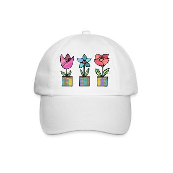 Blumen - Baseballkappe - Weiß/Weiß - Vorne