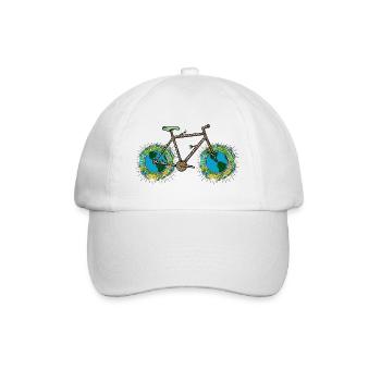 Planète Terre vélo, jeu de mots cyclisme, roue de vélo Art - Casquette classique - blanc/blanc - Devant
